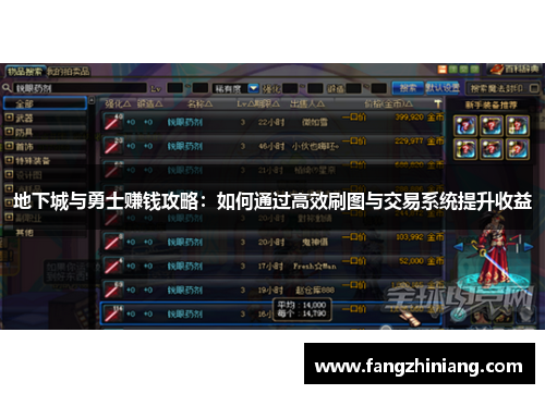 地下城与勇士赚钱攻略：如何通过高效刷图与交易系统提升收益